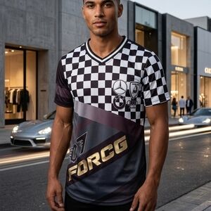 Lamborghini Black and White Checkered Men's Jersey